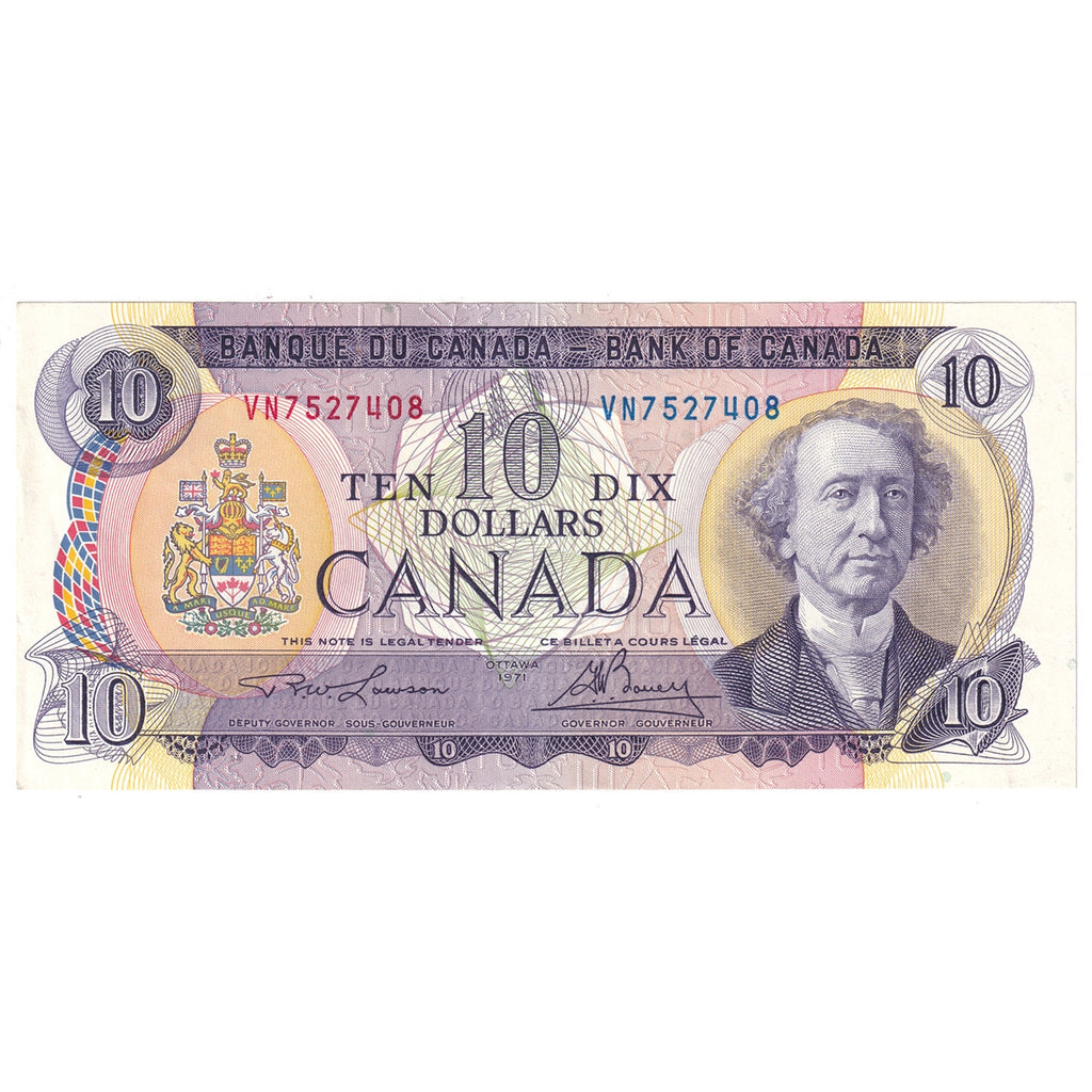 BC-49c 1971 Canada $10 Lawson-Bouey, VN, Almost Uncirculated (AU50)