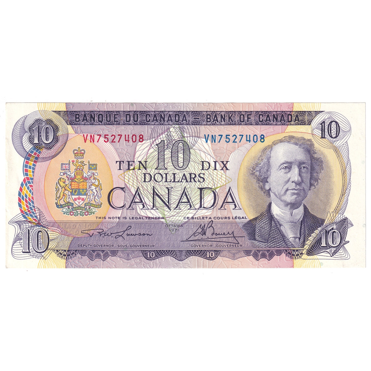 BC-49c 1971 Canada $10 Lawson-Bouey, VN, Almost Uncirculated (AU50)