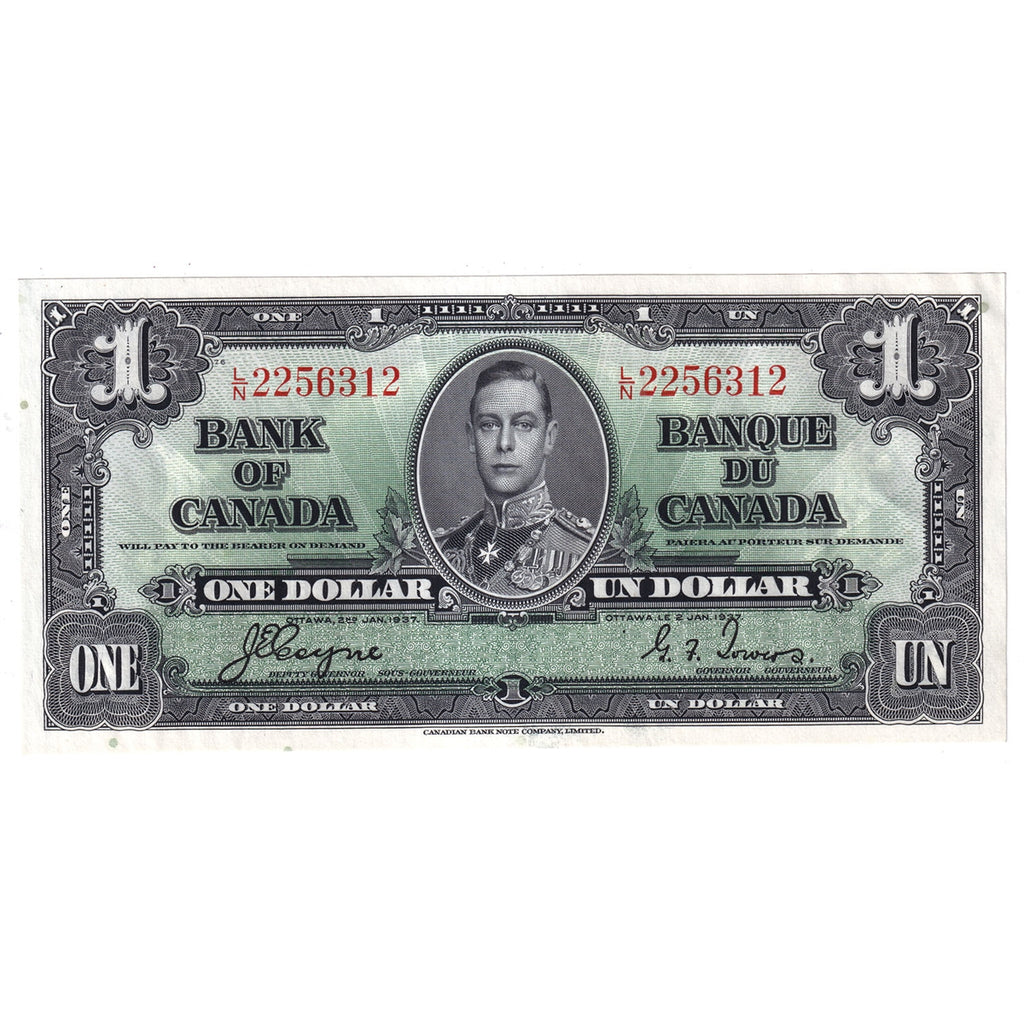 BC-21d 1937 Canada $1 Coyne-Towers, L/N, AU-UNC (AU55)