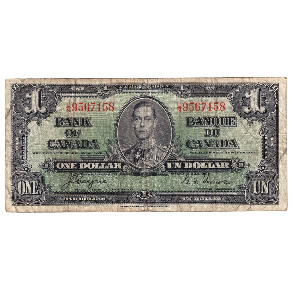BC-21d 1937 Canada $1 Coyne-Towers, L/N, VG-F (VG10)