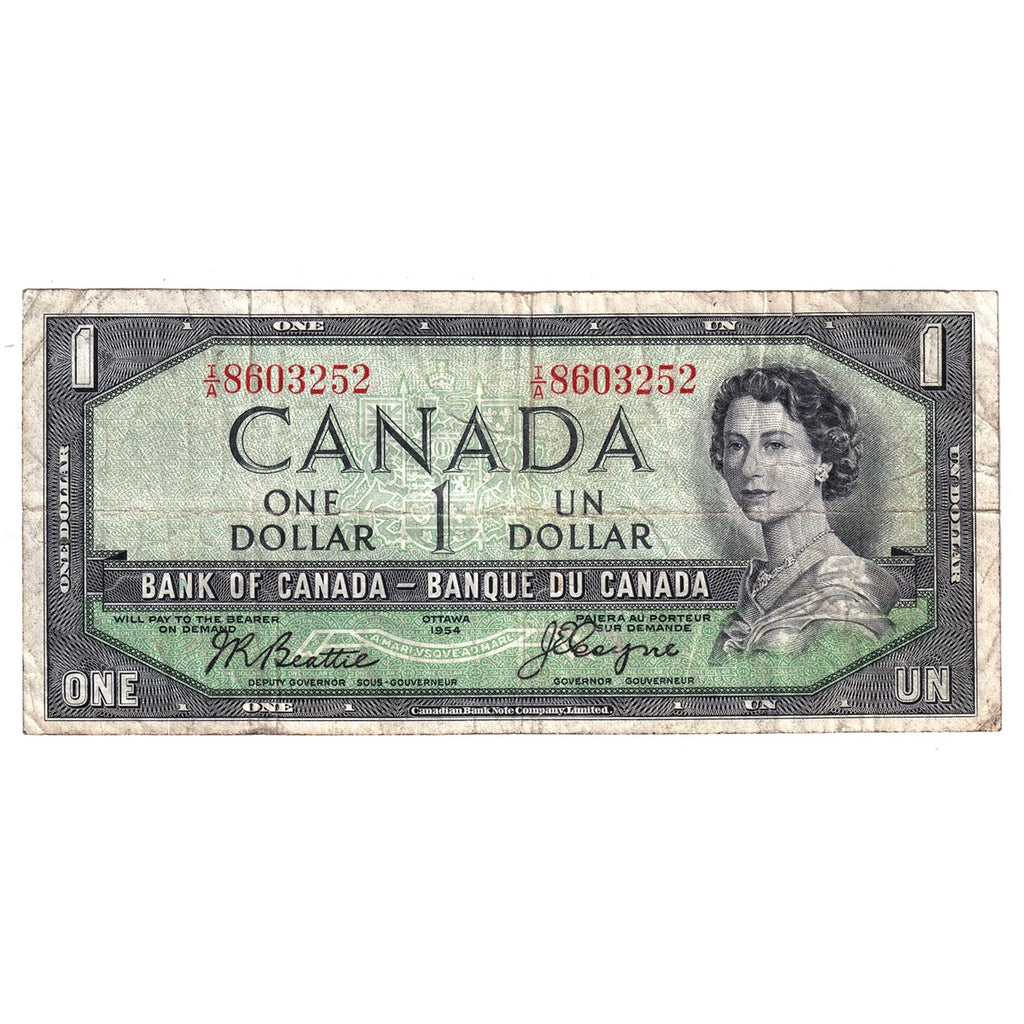 BC-29b 1954 Canada $1 Beattie-Coyne, Devil's Face, I/A, Fine (F12)