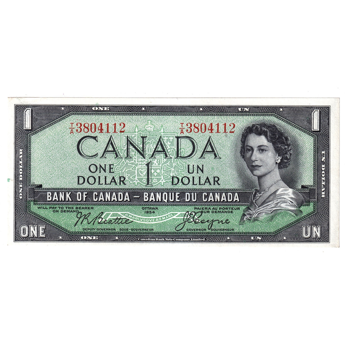 BC-29b 1954 Canada $1 Beattie-Coyne, Devil's Face, T/A, EF-AU (EF45)