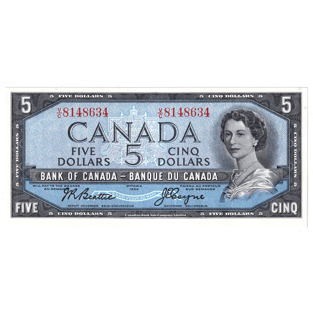BC-39a-i 1954 Canada $5 Beattie-Coyne, V/C, Uncirculated (MS60)