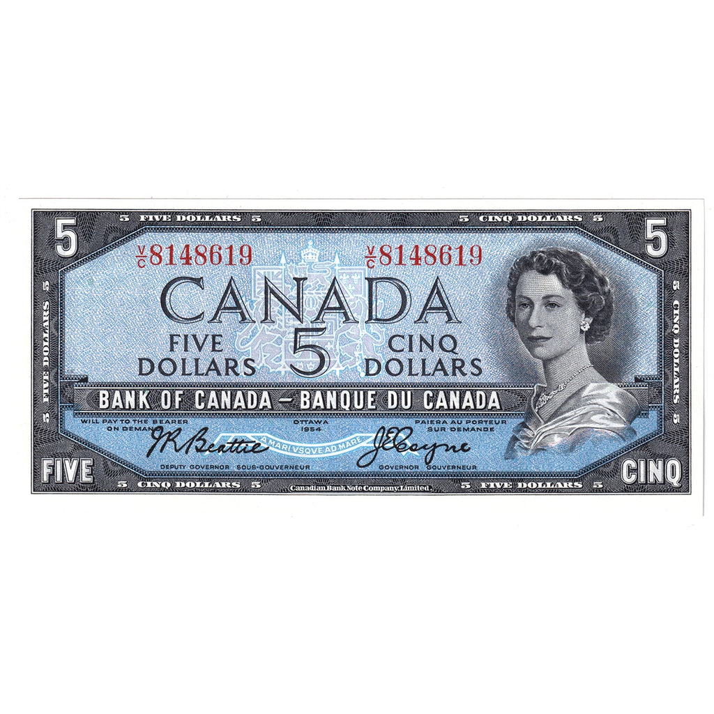BC-39a-i 1954 Canada $5 Beattie-Coyne, V/C, AU-UNC (AU55)
