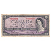 BC-40b 1954 Canada $10 Beattie-Rasminsky, S/T, F-VF (F15)