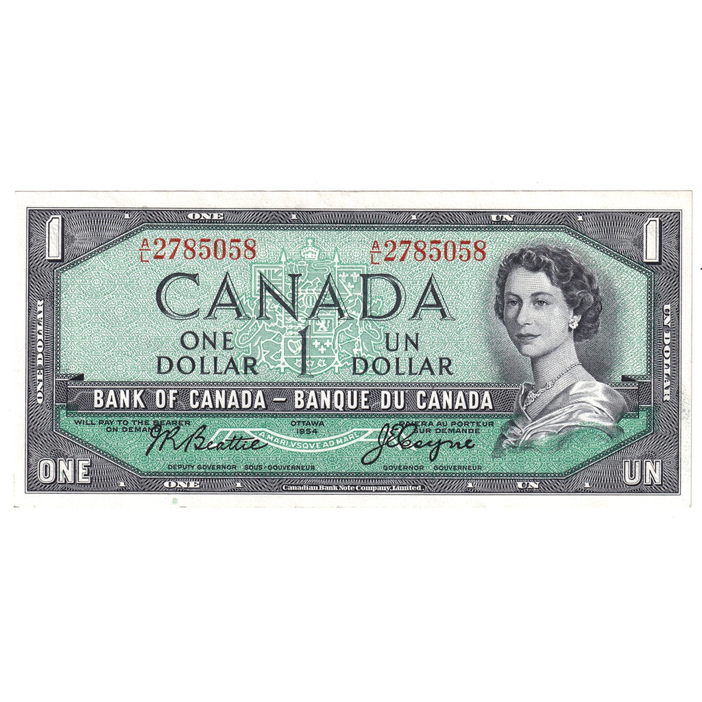BC-37a 1954 Canada $1 Beattie-Coyne, A/L, Choice Uncirculated (CUNC63)