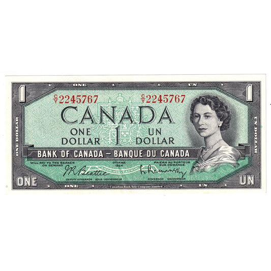 BC-37b 1954 Canada $1 Beattie-Rasminsky, C/Y, EF-AU