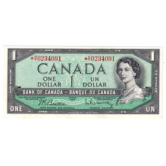 BC-37bA 1954 Canada $1 Beattie-Rasminsky, *H/Y, EF-AU
