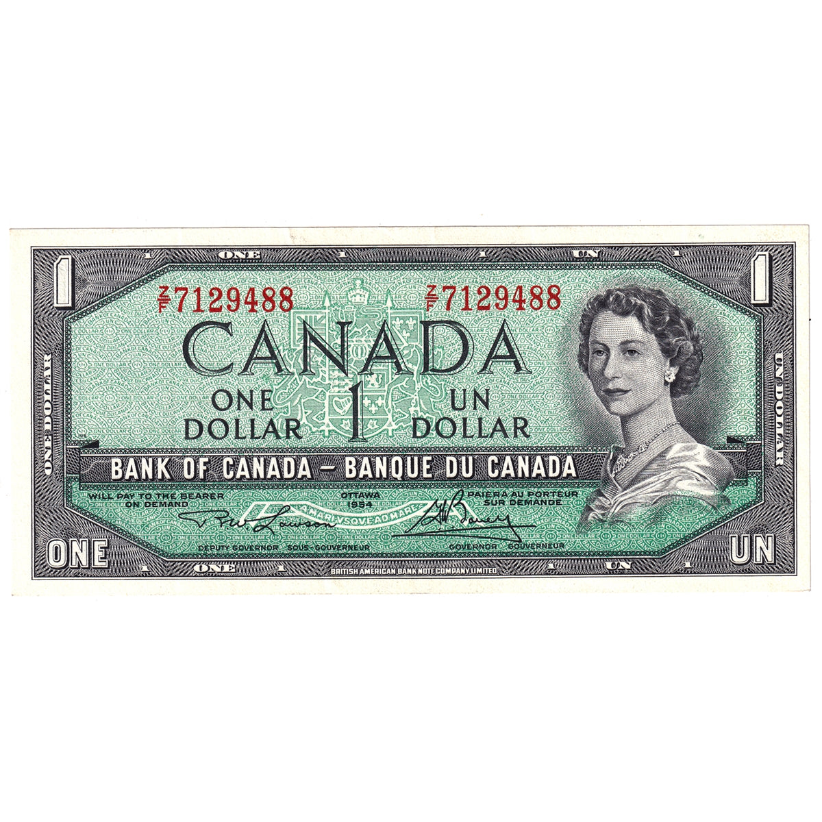 BC-37d 1954 Canada $1 Lawson-Bouey, Z/F, EF-AU (EF45)