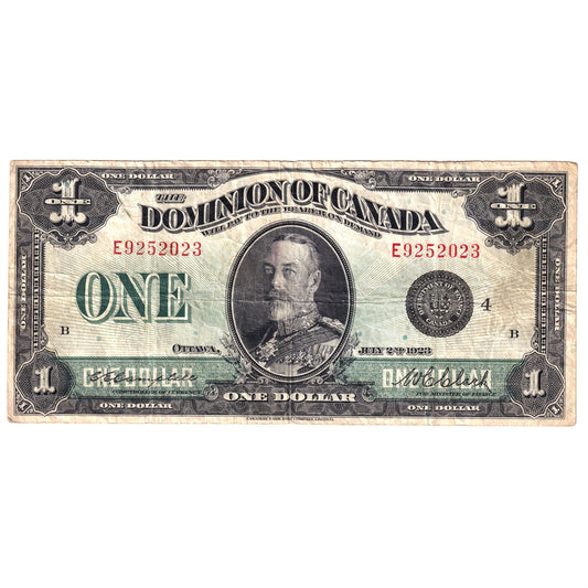 DC-25o 1923 Dominion $1 Campbell-Clark, Black Seal, Group 4, Series E, F