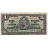 BC-21c 1937 Canada $1 Gordon-Towers, D/L, VG-F (VG10)