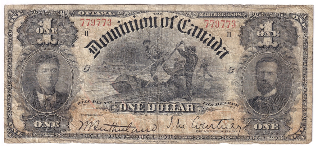 DC-13b 1898 Dominion $1 Courtney, ONE's Outward, Very Good (VG8)