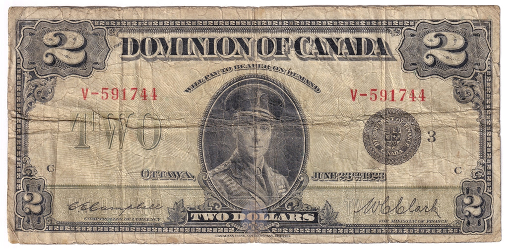 DC-26k 1923 Dominion $1 Campbell-Clark, Black Seal 3, Very Good (VG8)