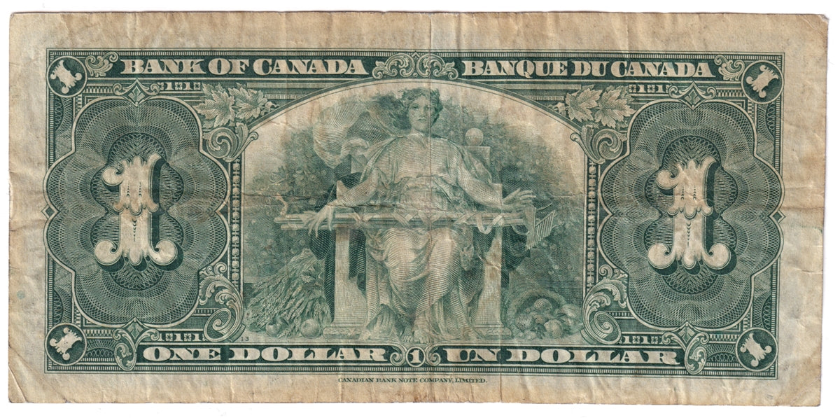 BC-21c 1937 Canada $1 Gordon-Towers, R/A, F-VF (F15)