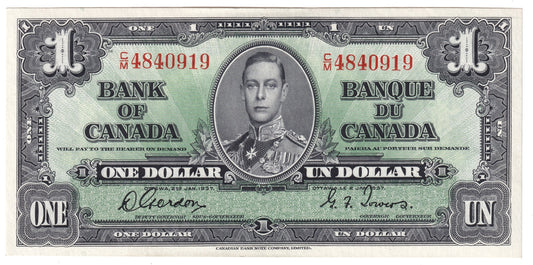 BC-21c 1937 Canada $1 Gordon-Towers, C/M, AU-UNC