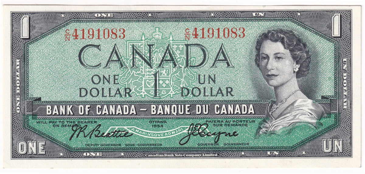 BC-37a 1954 Canada $1 Beattie-Coyne, C/N, AU-UNC (AU55)