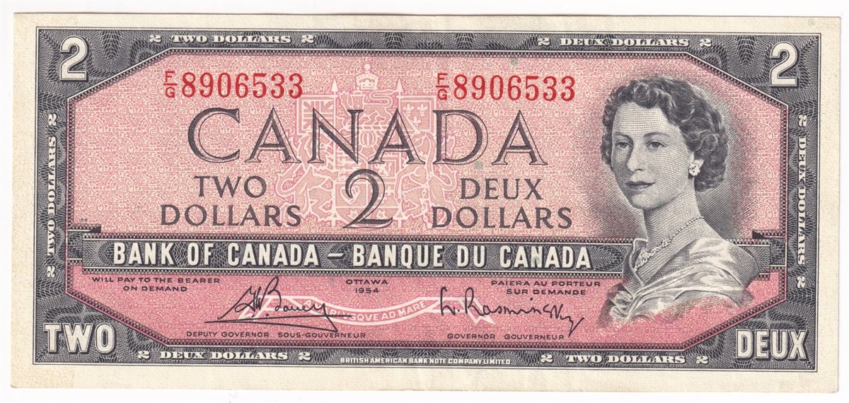 BC-38c 1954 Canada $2 Bouey-Rasminsky, F/G, Extra Fine (EF40)