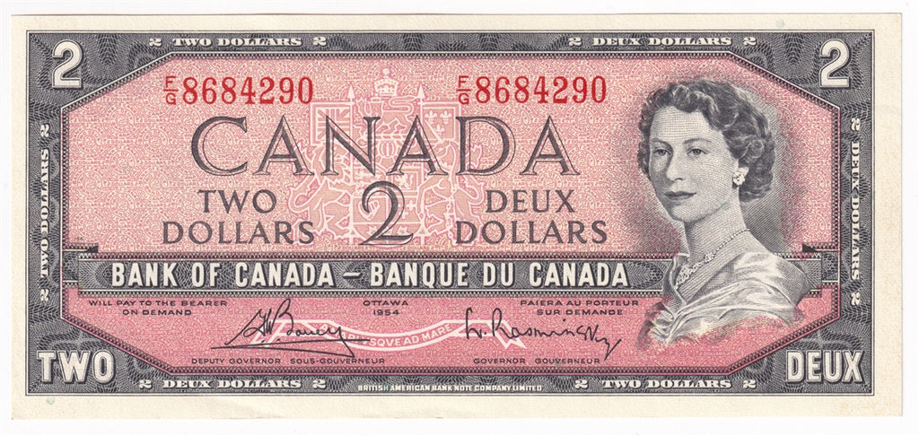BC-38c 1954 Canada $2 Bouey-Rasminsky, F/G, AU