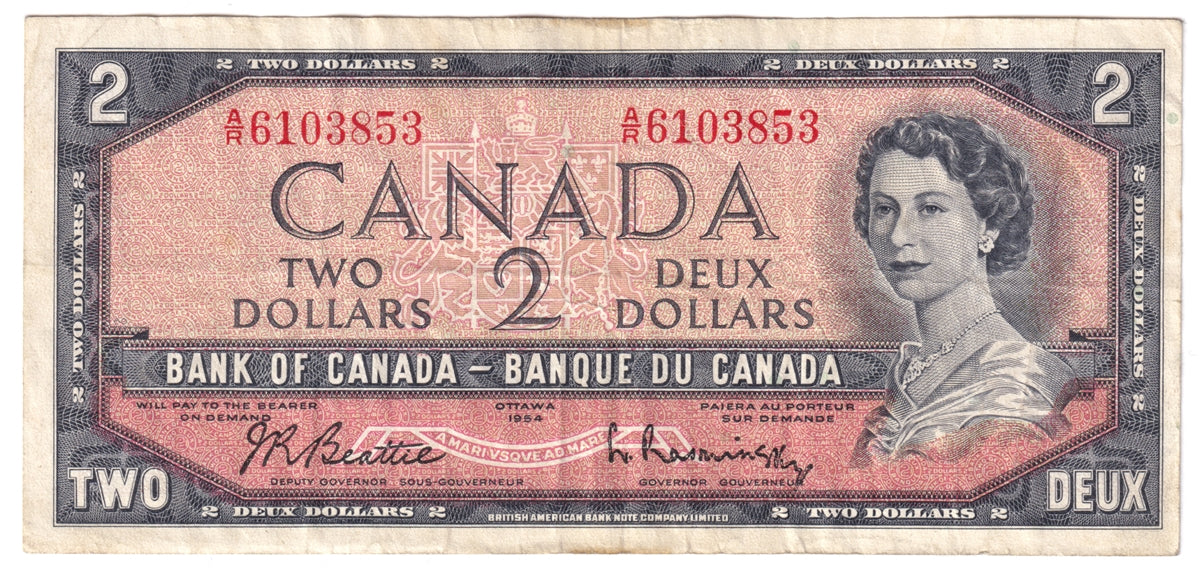 BC-38a 1954 Canada $2 Beattie-Coyne, A/R, Very Fine (VF20)