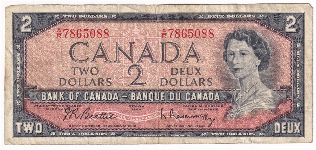 BC-38a 1954 Canada $2 Beattie-Coyne, A/R, Fine (F12)