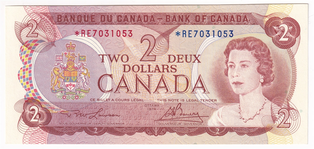 BC-47aA 1974 Canada $2 Lawson-Bouey, *RE, AU-UNC (AU55)