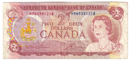 BC-47aA 1974 Canada $2 Lawson-Bouey, *RW, Circ