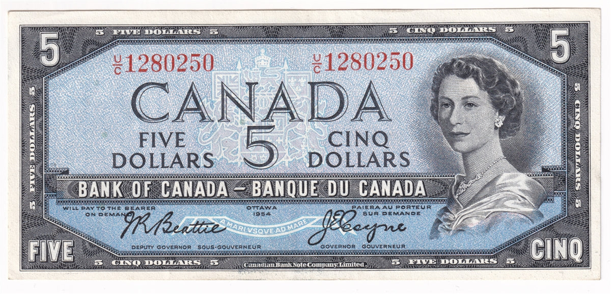 BC-39a-i 1954 Canada $5 Beattie-Coyne, U/C, Extra Fine (EF40)