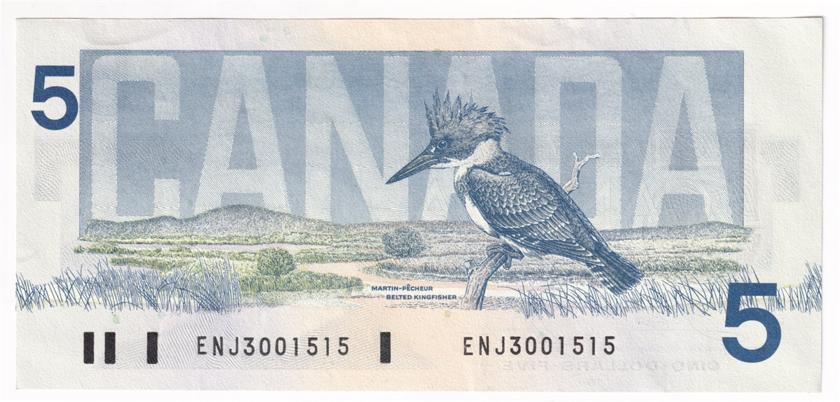 BC-56a 1986 Canada $5 Crow-Bouey, ENJ, Extra Fine (EF40)