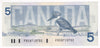 BC-56b 1986 Canada $5 Thiessen-Crow, FOE, Almost Uncirculated (AU50)