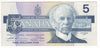 BC-56b 1986 Canada $5 Thiessen-Crow, FOE, Almost Uncirculated (AU50)