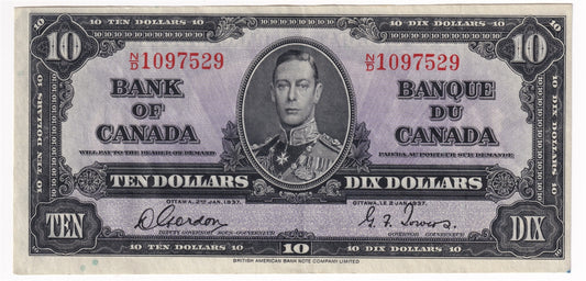 BC-24b 1937 Canada $10 Gordon-Towers, N/D, EF
