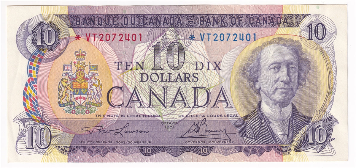 BC-49cA 1971 Canada $10 Lawson-Bouey, *VT, Almost Uncirculated (AU50)