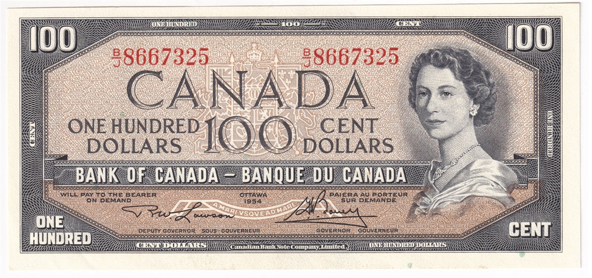 BC-43c 1954 Canada $100 Lawson-Bouey, B/J, Uncirculated (MS60)