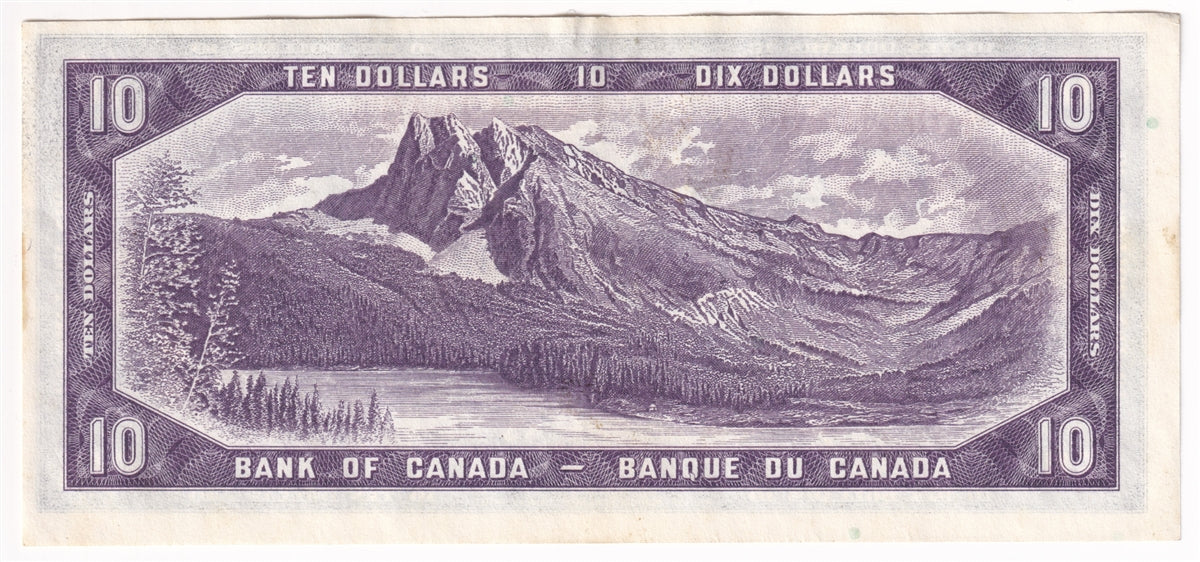 BC-40b 1954 Canada $10 Beattie-Rasminsky, E/T, Almost Uncirculated (AU50)