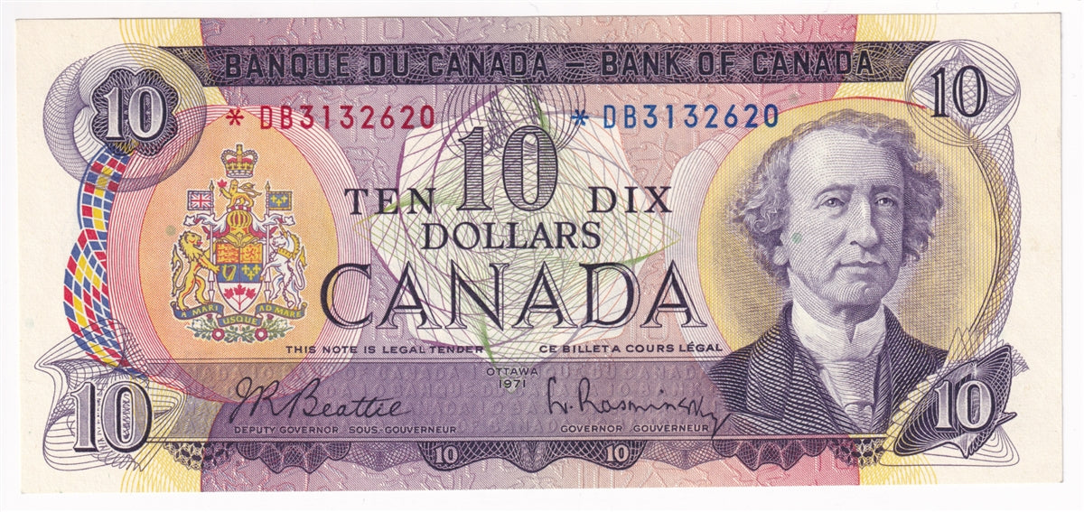 BC-49aA 1971 Canada $10 Beattie-Rasminsky, *DB, Extra Fine (EF40)