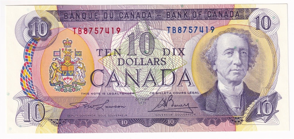 BC-49c 1971 Canada $10 Lawson-Bouey, TB, Uncirculated (MS60)