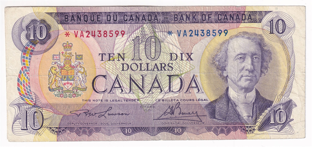 BC-49cA 1971 Canada $10 Lawson-Bouey, *VA, Very Good (VG8)