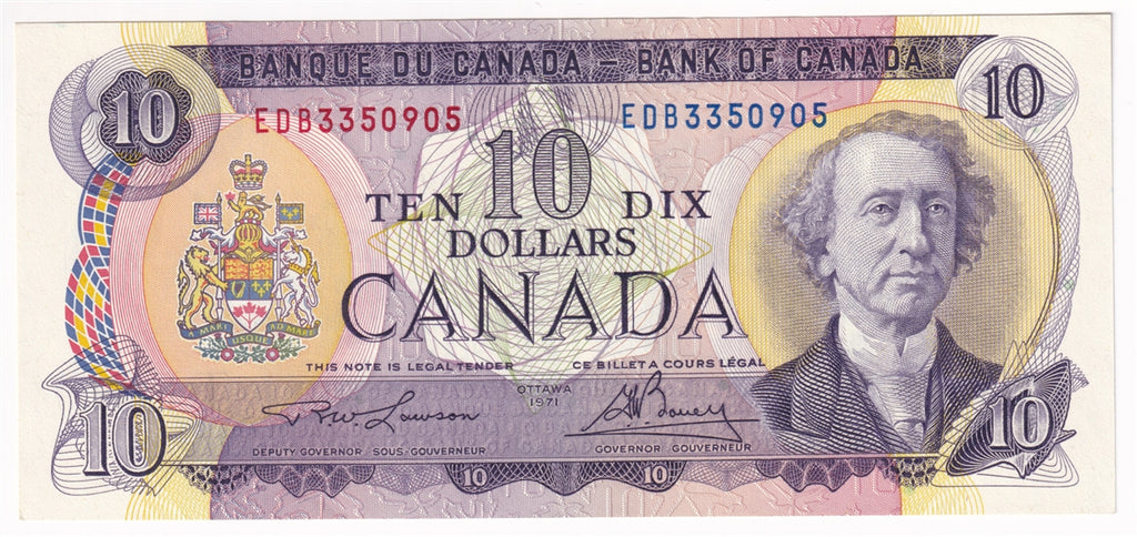 BC-49c-i 1971 Canada $10 Lawson-Bouey, EDB, AU-UNC (AU55)