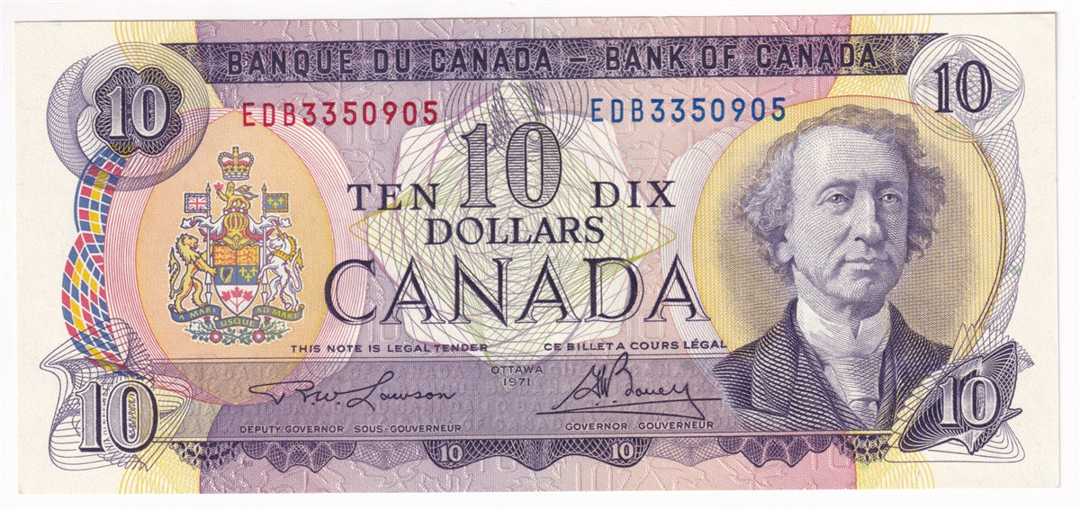BC-49c-i 1971 Canada $10 Lawson-Bouey, EDB, AU-UNC (AU55)