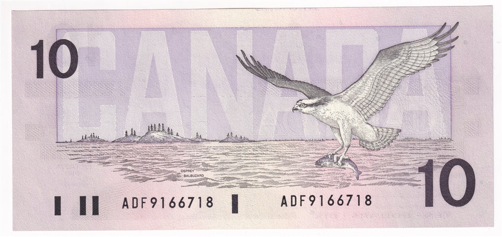 BC-57a 1989 Canada $10 Thiessen-Crow, ADF, AU-UNC