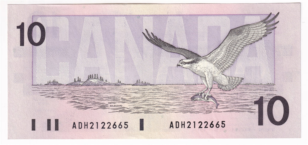 BC-57a 1989 Canada $10 Thiessen-Crow, ADH, AU-UNC (AU55)