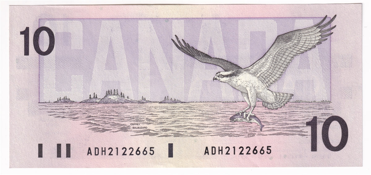 BC-57a 1989 Canada $10 Thiessen-Crow, ADH, AU-UNC (AU55)