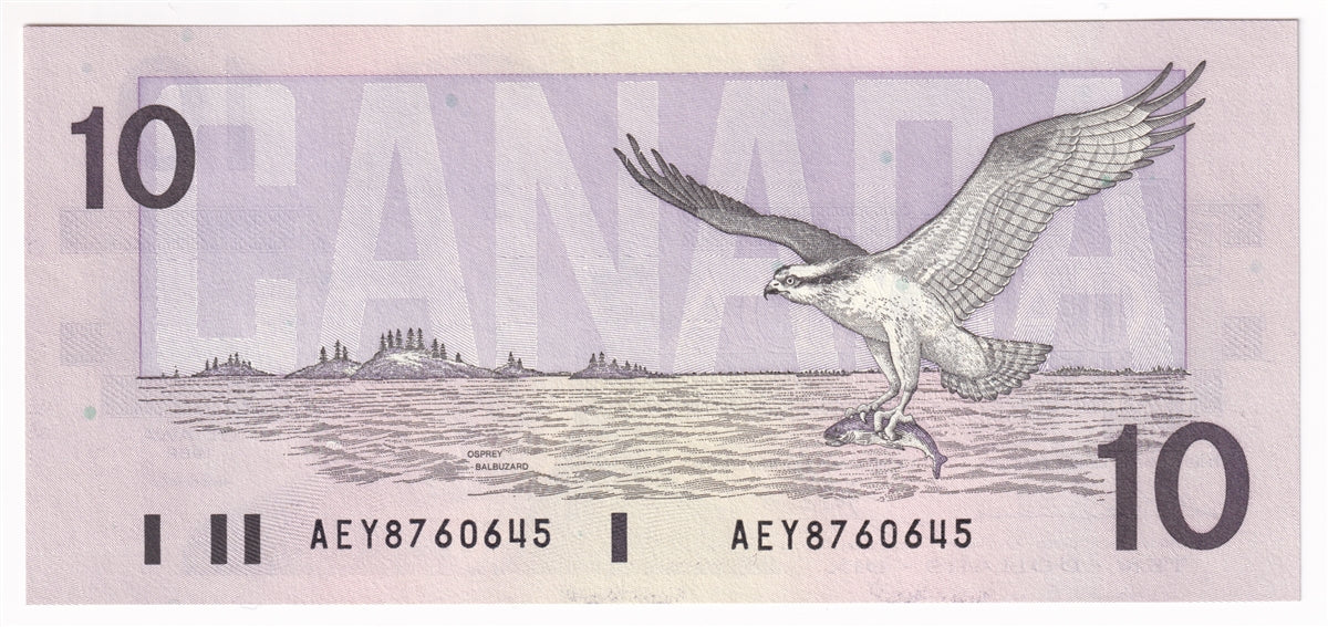 BC-57a 1989 Canada $10 Thiessen-Crow, AEY, AU-UNC (AU55)