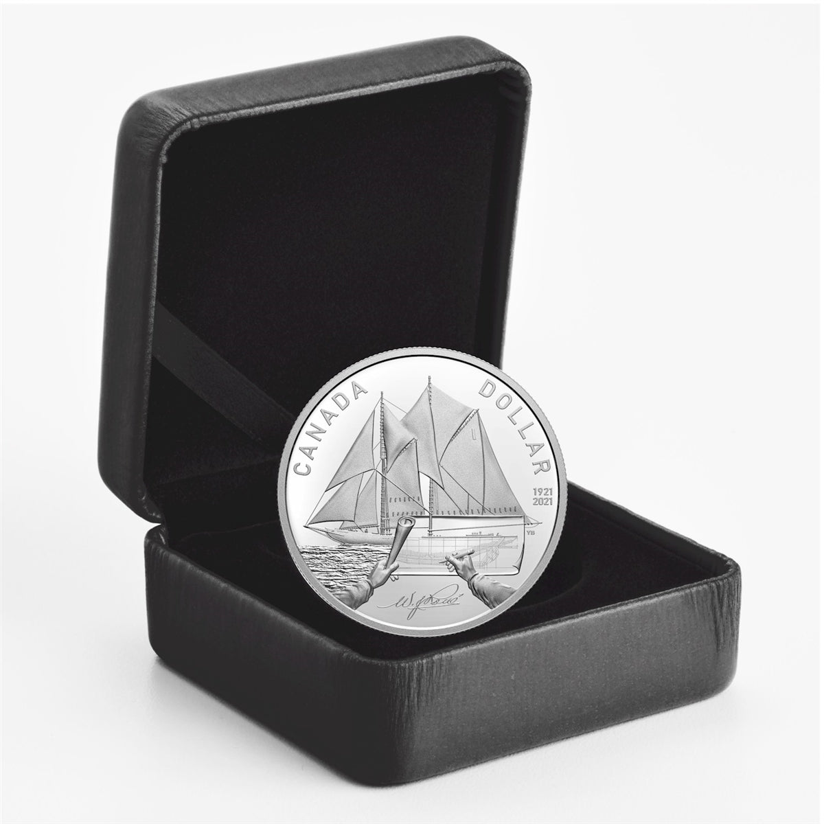 RDC 2021 Canada 100th Ann. of Bluenose Proof Silver Dollar (No Tax) Scratched capsule