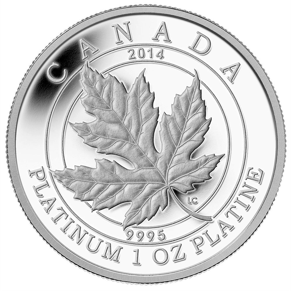 2014 Canada $300 Maple Leaf Forever Platinum (No Tax) sleeve bent on corner