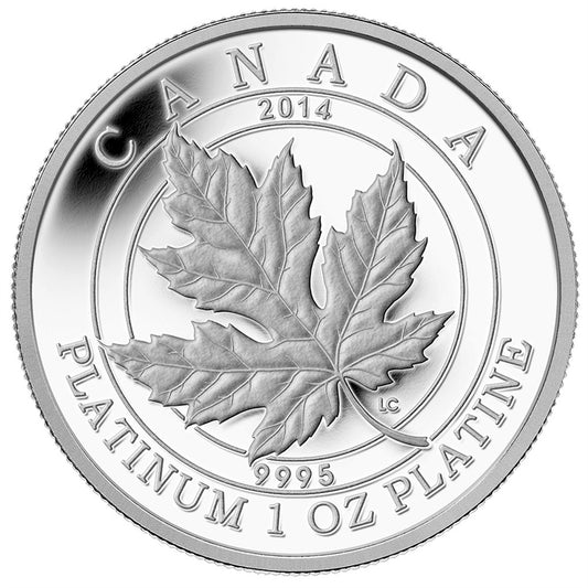 2014 Canada $300 Maple Leaf Forever Platinum (No Tax) sleeve bent on corner