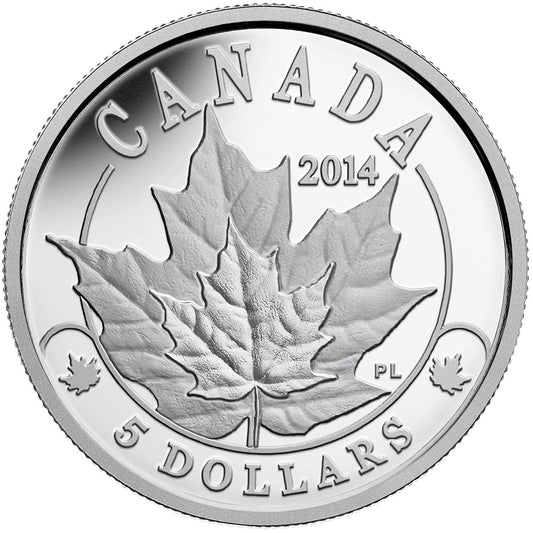 2014 Canada $5 Overlaid Majestic Maple Leaves 1/10oz Platinum (No Tax)