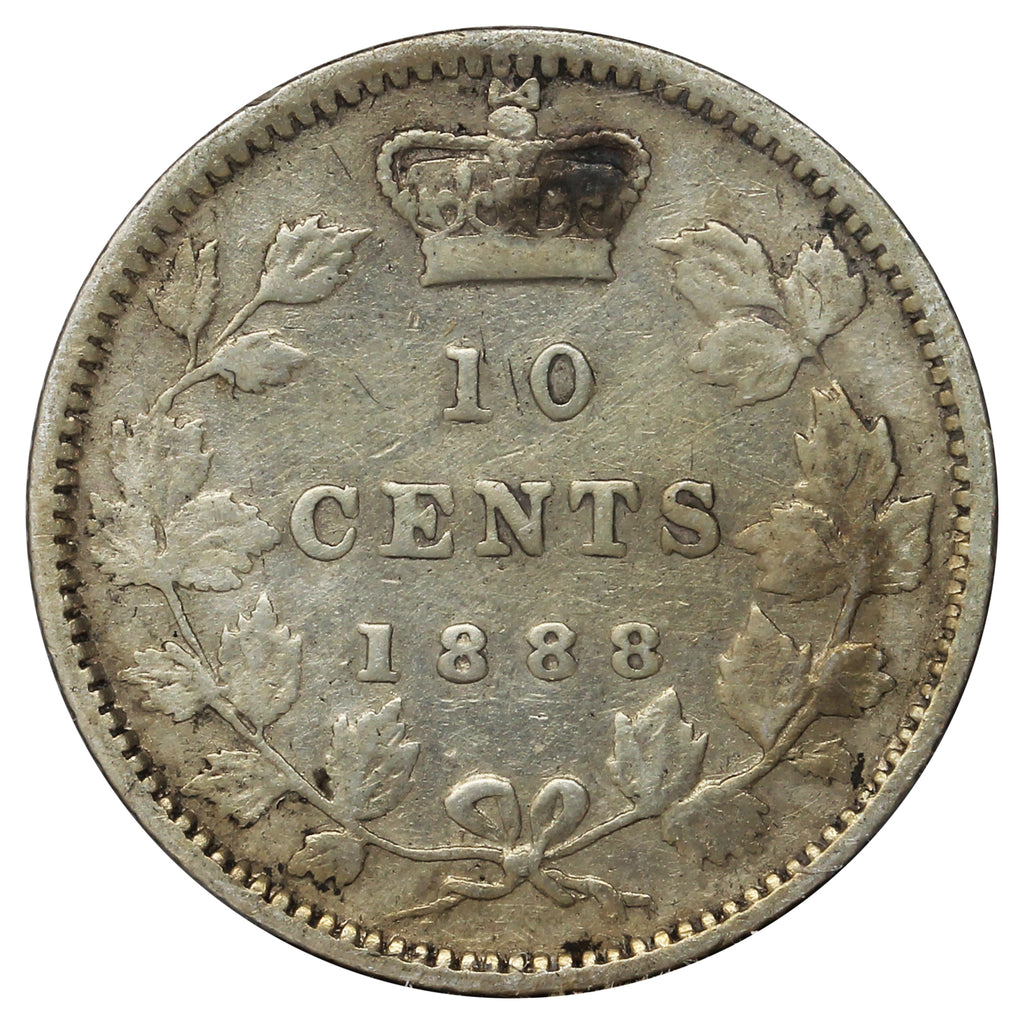 1888 Canada 10-cents F-VF (F-15) Scratched