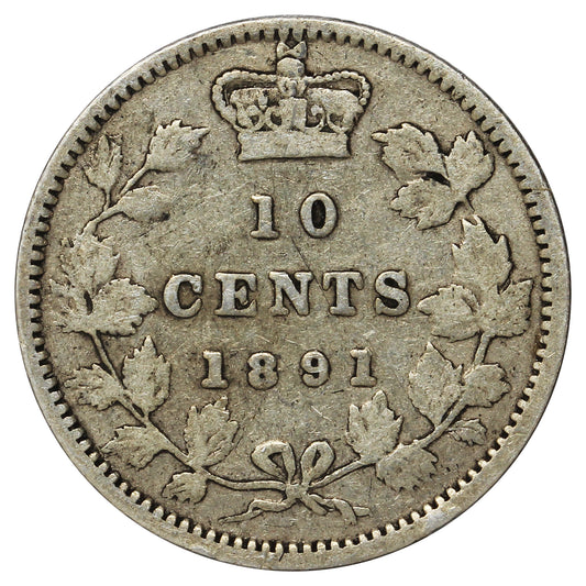 1891 Canada 22 Leaves Canada 10-cents VG-F (VG10) impaired