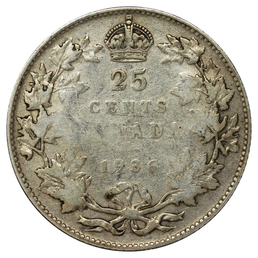 1936 Bar Canada 25-cents Very Good (VG-8) Impaired